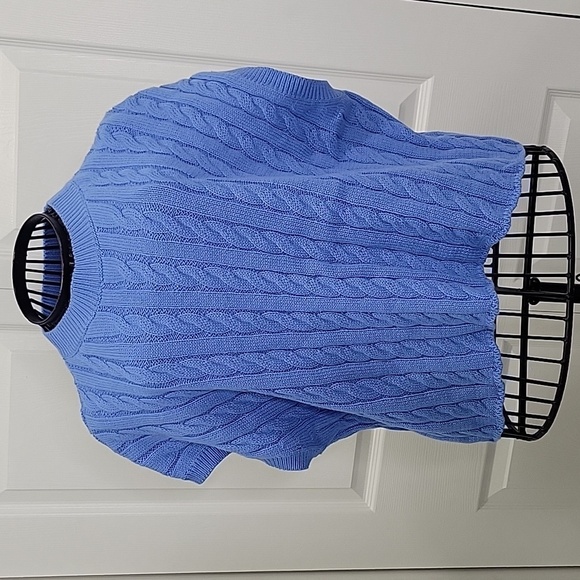 STILE Cotton Cable Knit Vest in Blue Size Small - Picture 7 of 7